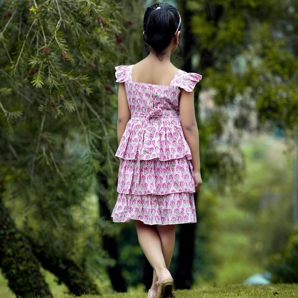 (New) Pink and White Spring/Summer 100% Cotton Dress - Picture 2 of 4